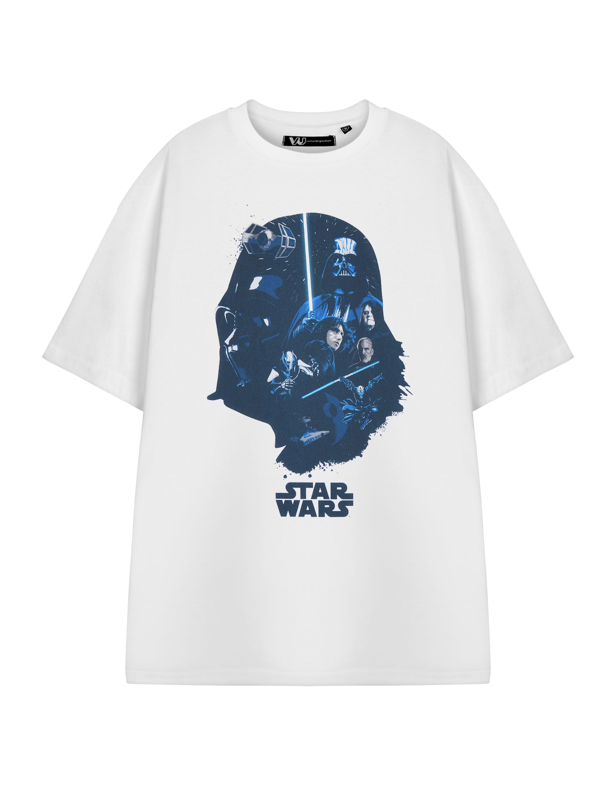 Star Wars Men's White - Darth Vader Head Darth Vader Head White T-Shirt | Galactic Empire Graphic Tee For | Sci-Fi Movie Apparel Top | Dark Side Vader Helmet Design Tee Gift Fan Gift For Adults & Teens