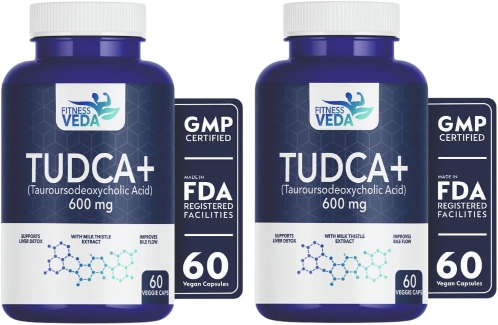 FITNESSVEDA Tudca 600 mg - Liver Supplement with milk thistle for Improve Bile Flow & Fat Absorption - 120 Capsules (Pack of 2)