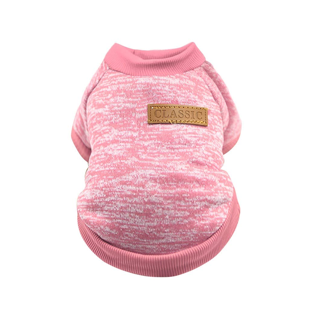 Pet Dog-Puppy Classic Sweater Sweatshirt Clothes Warm Jumper Winter Pet Clothes Hangers (Pink, M)