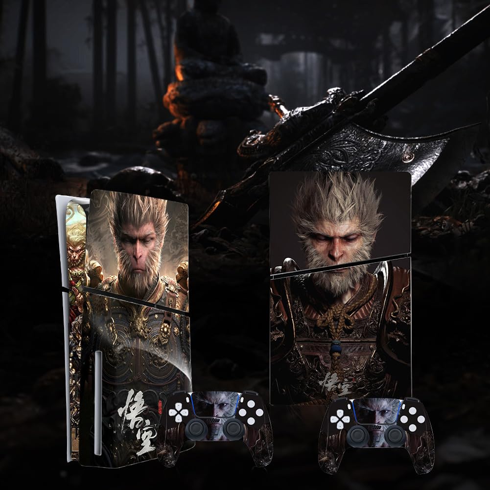 Black Myth Wukong Skin adesiva in vinile a corpo intero con decalcomania protettiva, antigraffio, per console e controller PS5 Slim Disc (P5SDisc 1245