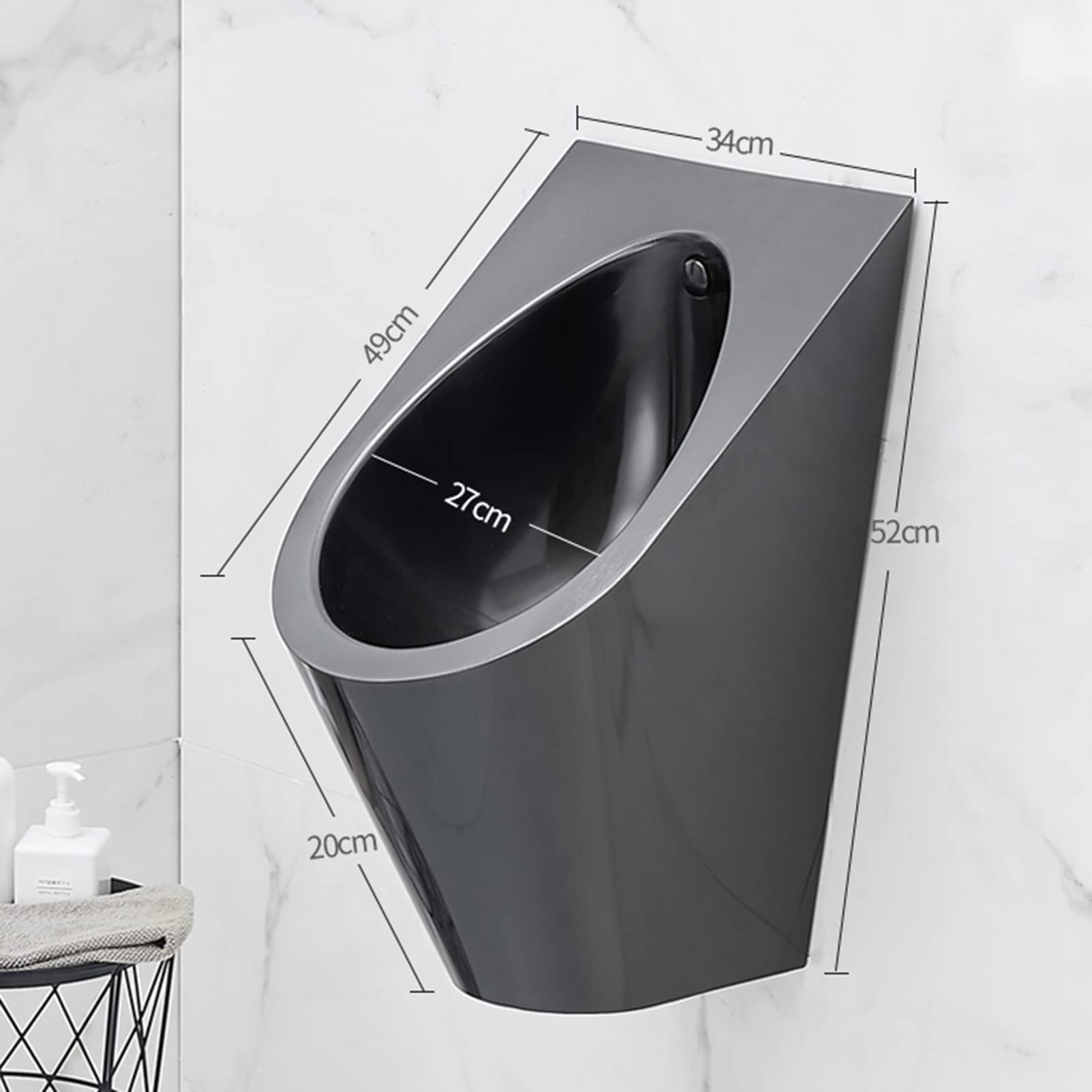 OTQEFTN 304 Stainless Steel Induction urinals,Household Wall-Mounted Vertical Toilets, Commercial Bathroom Urinal Funnel Toilet, Used in Bars, Hotels, Schools Public Toilet Urinal, Wall Drainage