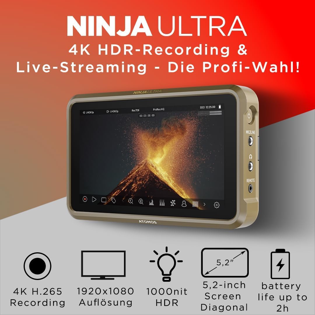 Atomos Ninja Ultra 5,2" 8K HDR Fieldmonitor & Recorder 1000nit Touchscreen HDMI 8K ProRes RAW 4K120