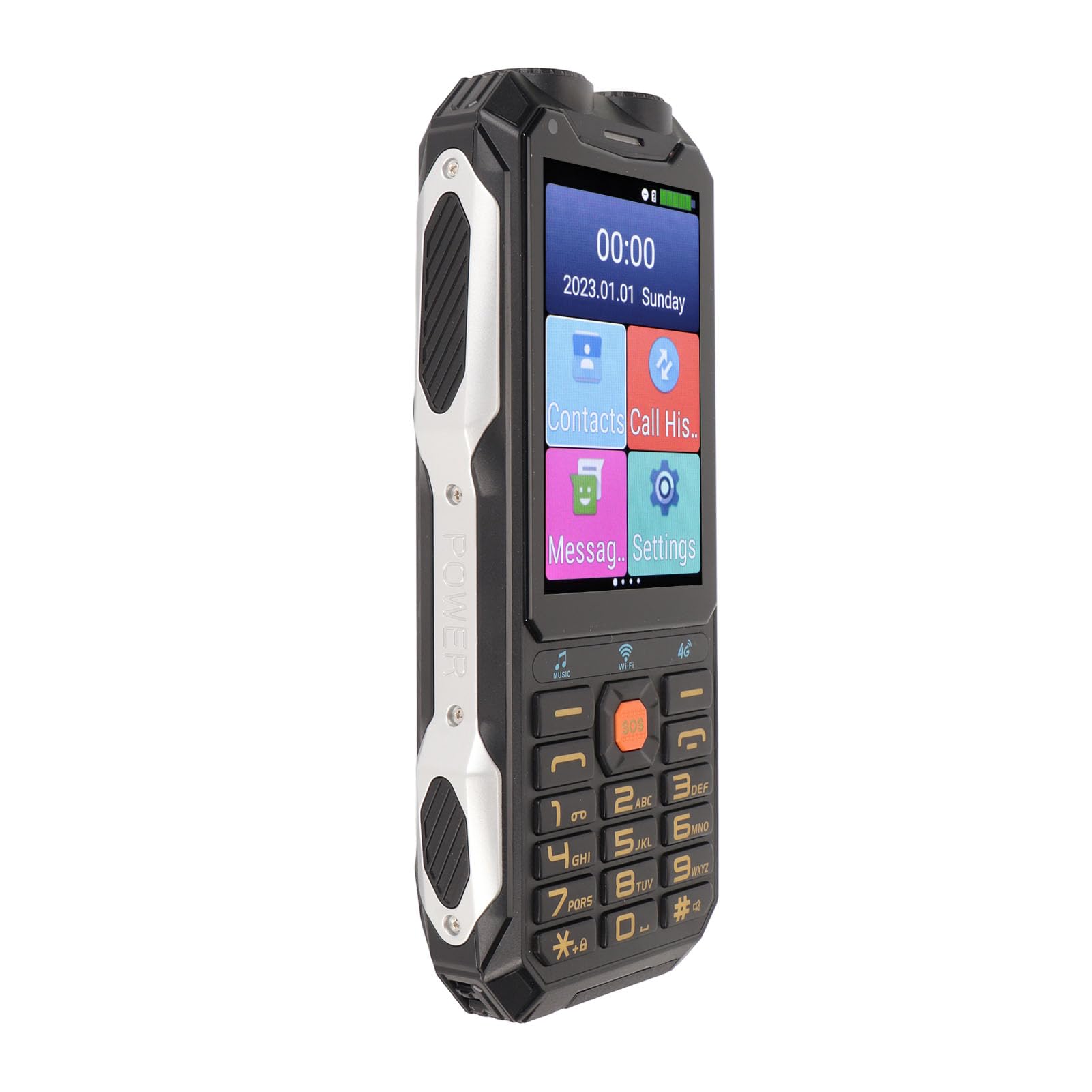 Telefon Komórkowy dla Seniorów, Telefon Komórkowy dla Seniorów z transmisją głosową i 4-calowym Ekranem 4G do Wykonywania połączeń Telefonicznych (czarny)