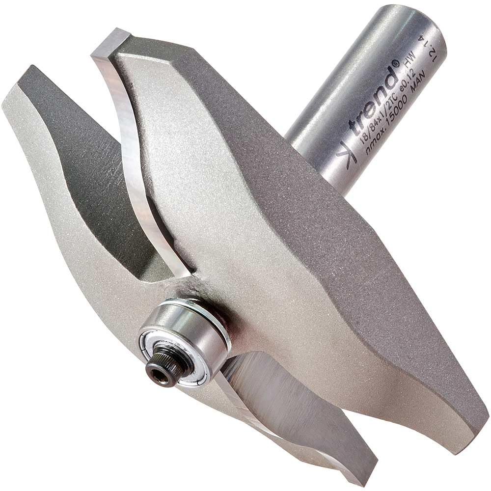 Trend Silver Professional Guided Ogee Panel Raiser Bearing Guided Router Cutter, 1/2 Inch Shank, 85.7Mm Cut Diameter, 15.9Mm Cut Length, 22.2Mm Radius, 18/84X1/2Tc