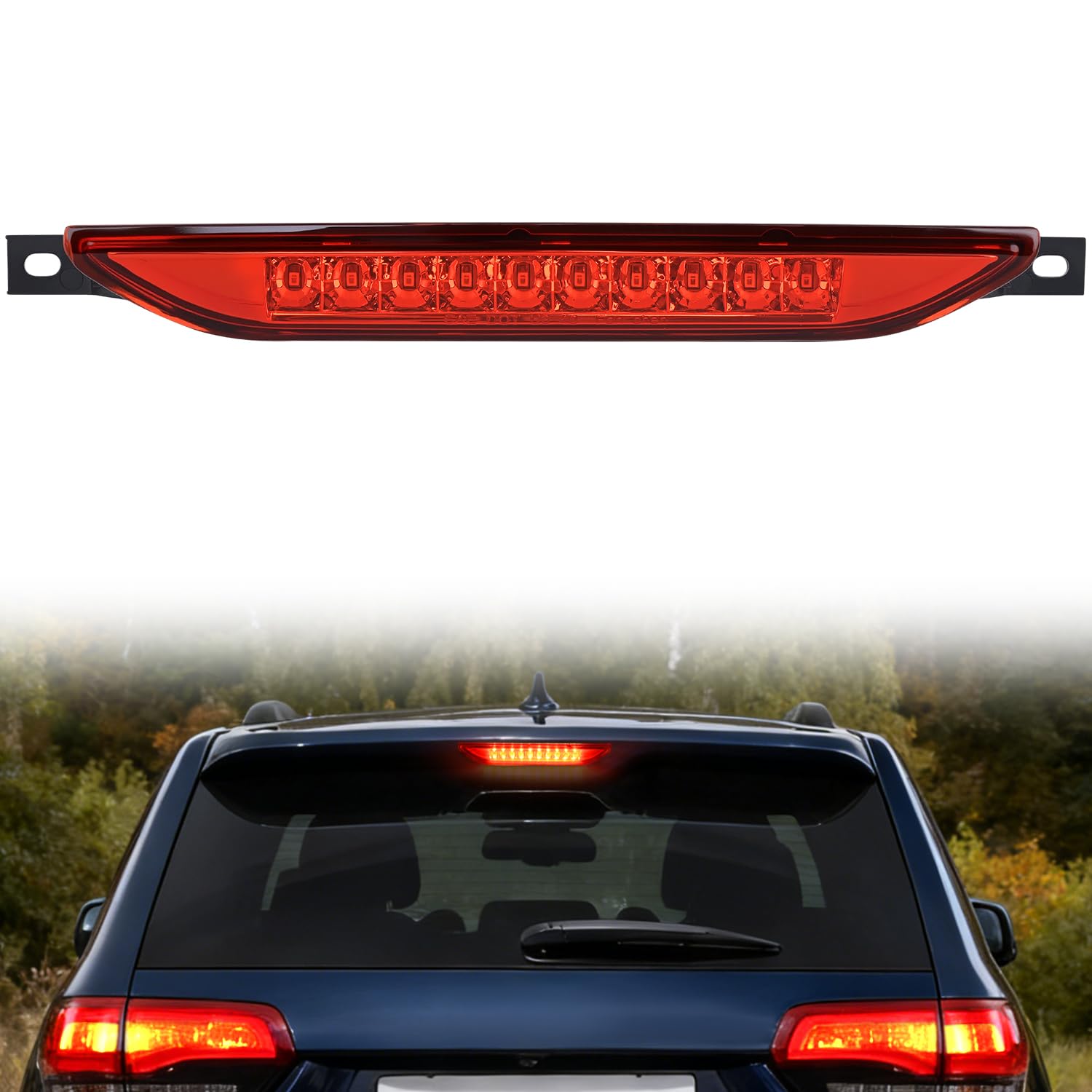 Nilight Third Brake Light for Dodge Caliber 2007-2012, Cherokee 11-17, Red