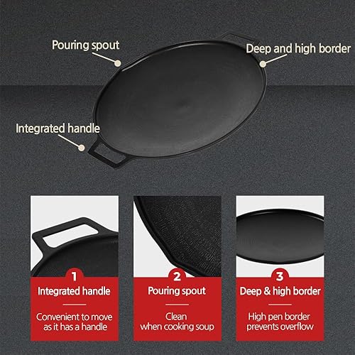 Miniatura 7 de Sartén coreana BBQ 3 IH con bolsa, revestimiento antiadherente, todas las estufas (gas, eléctrica y de inducción), plancha para interiores y