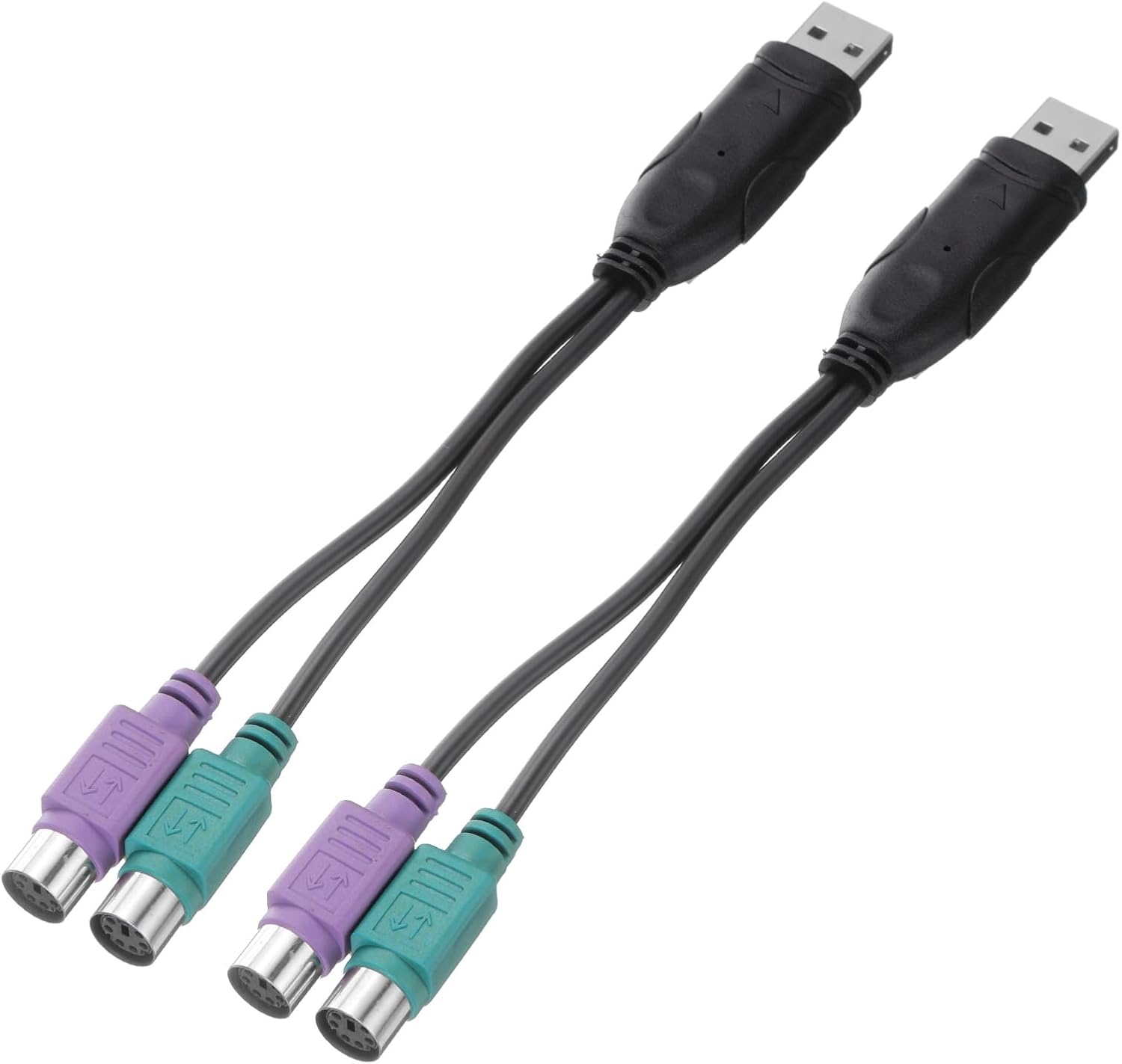 2 Pcs USB to PS/2 Adapter, PVC USB A Male to Dual PS/2 Female Converter Adapter for Wired Mouse/Keyboard/Computers Accessories, Black