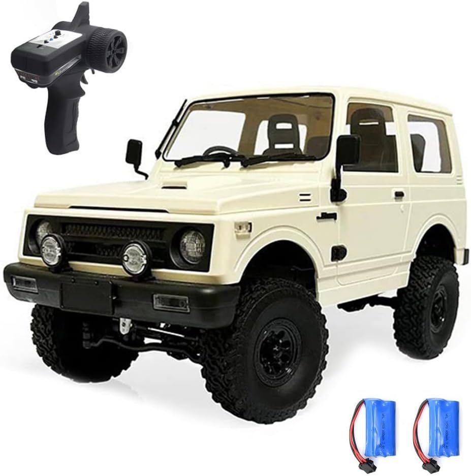 GoolRC RC Truck, WPL C74 RC Crawler 1/10 Scale Remote Control Car, 4WD All Terrain Off Road RC Rock Crawler, 2.4GHz RC Climbing Car with LED Lights and 2 Batteries for Adults