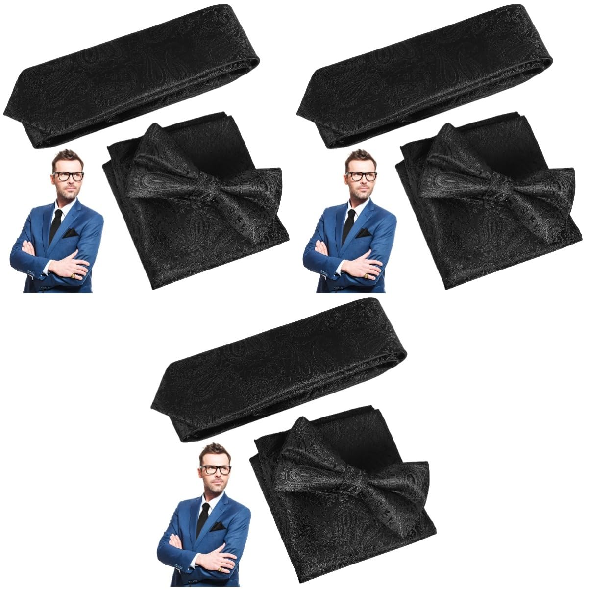 Corbata De Moño Corbata Cuadrada Arco Pajarita Clásica De Fiesta Accesorios Para Vestidos De Novia Lazos Negros Pañuelo De Bolsillo Traje Alfiler Hilo De Poliester Black