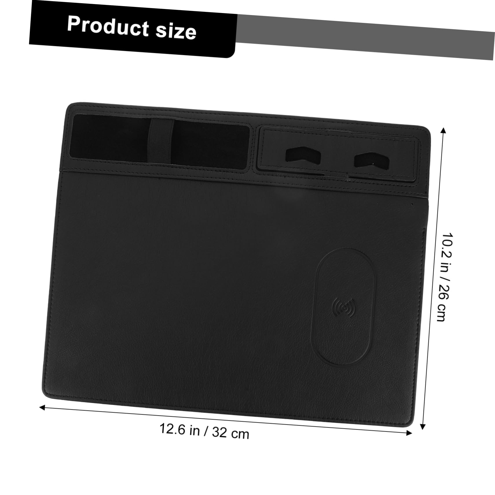 Housoutil Tappetino per Mouse Caricatore Wireless 15w, in Pu Nero, Superficie Anti-spruzzi, per Ufficio e Casa, Multifunzione