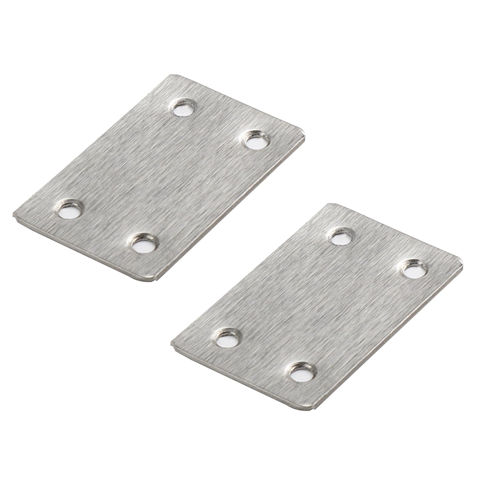 Leliafleury 2Pcs Flat Plate Bracket Stainless Steel Mending Plates Straight Brackets Corner Brace Plates Flat Joining Plates for Repair Fixing Wood Furniture 38 x 60mm