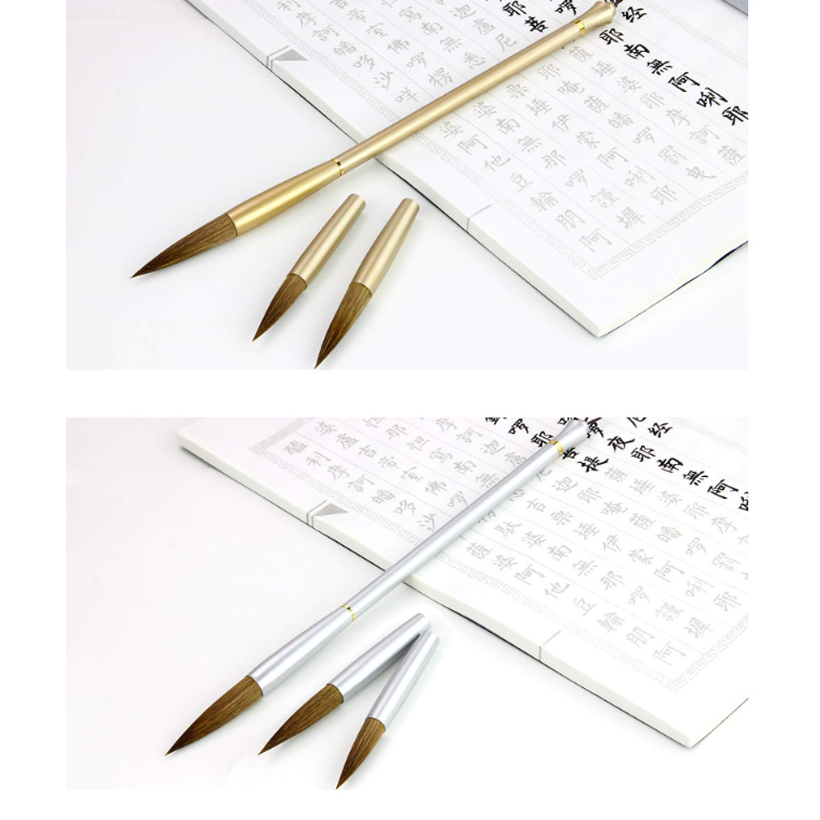 Zestaw do kaligrafii dla początkujących, chiński pędzel, zawód, pisanie w metalu, japoński rysunek/malarstwo, pędzelki(Silver pen (Goat hair))