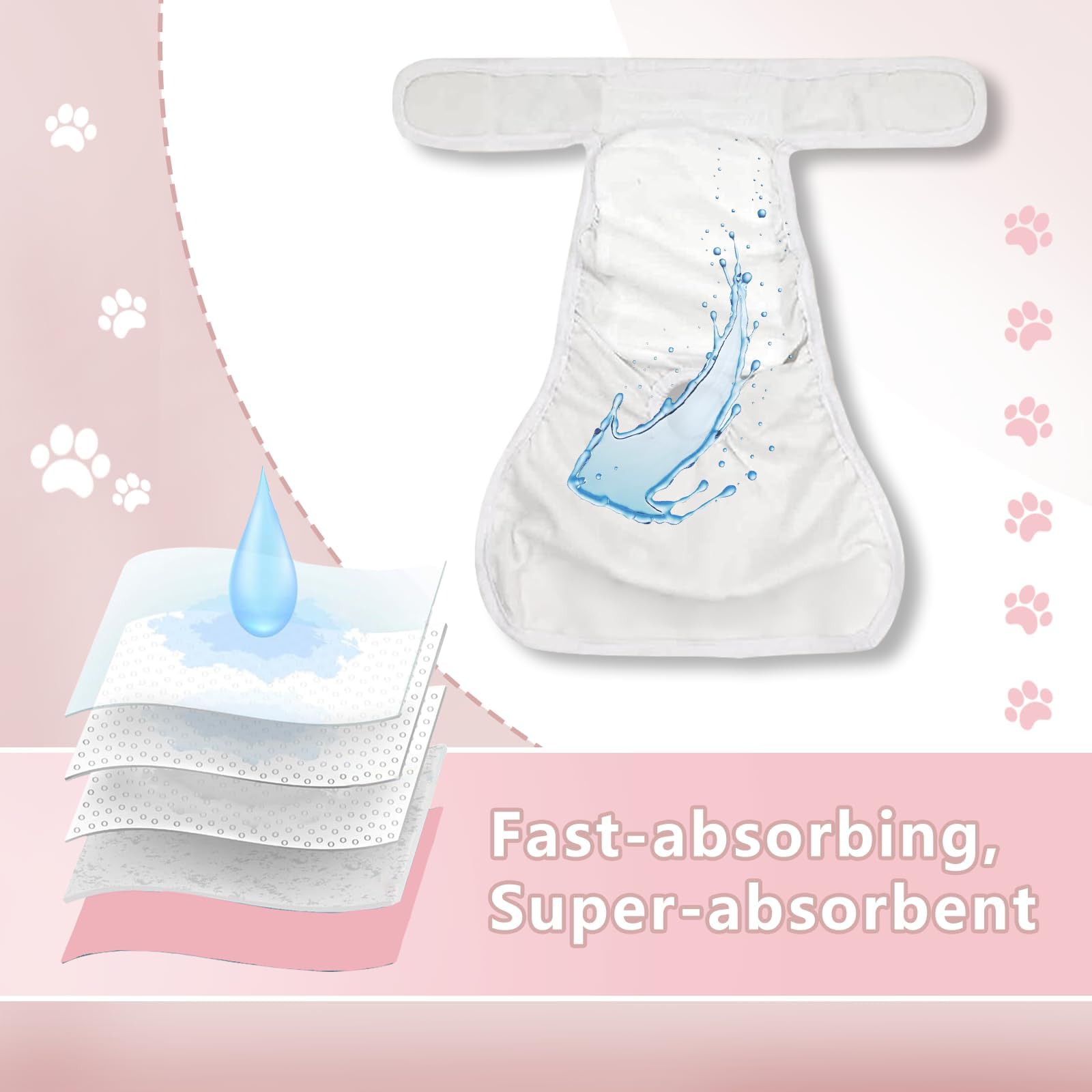 3pcs Couches Chien Lavable Femelle Couches pour Chien incontinente Réutilisables Culotte Hygiénique Chien Femelle Incontinence Culotte Chiennes Chaleurs Lavable Female Dog Diaper L