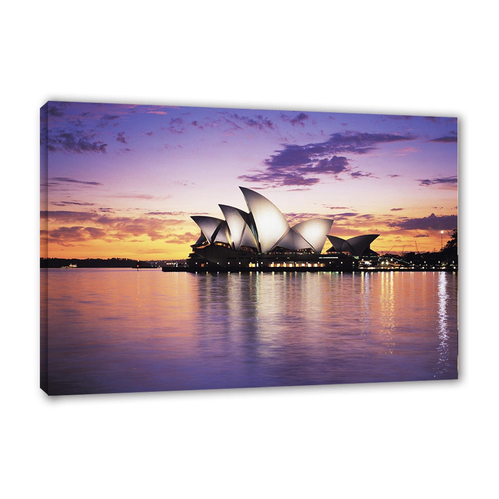 Plakat nocny w Sydney Opera House z rozciągniętymi i oprawionymi nadrukami. Obraz krajobrazowy nadruk na płótnie. Gotowy do powieszenia na płótnie, sztuka ścienna, budynki, obrazy do salonu, dekoracja 30 x 45 cm, oprawiony