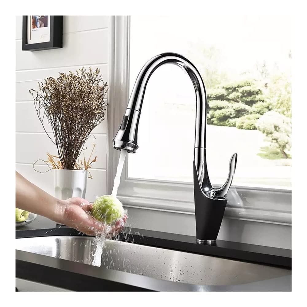 Robinet de cuisine extractible Chromerass design chrome et noir