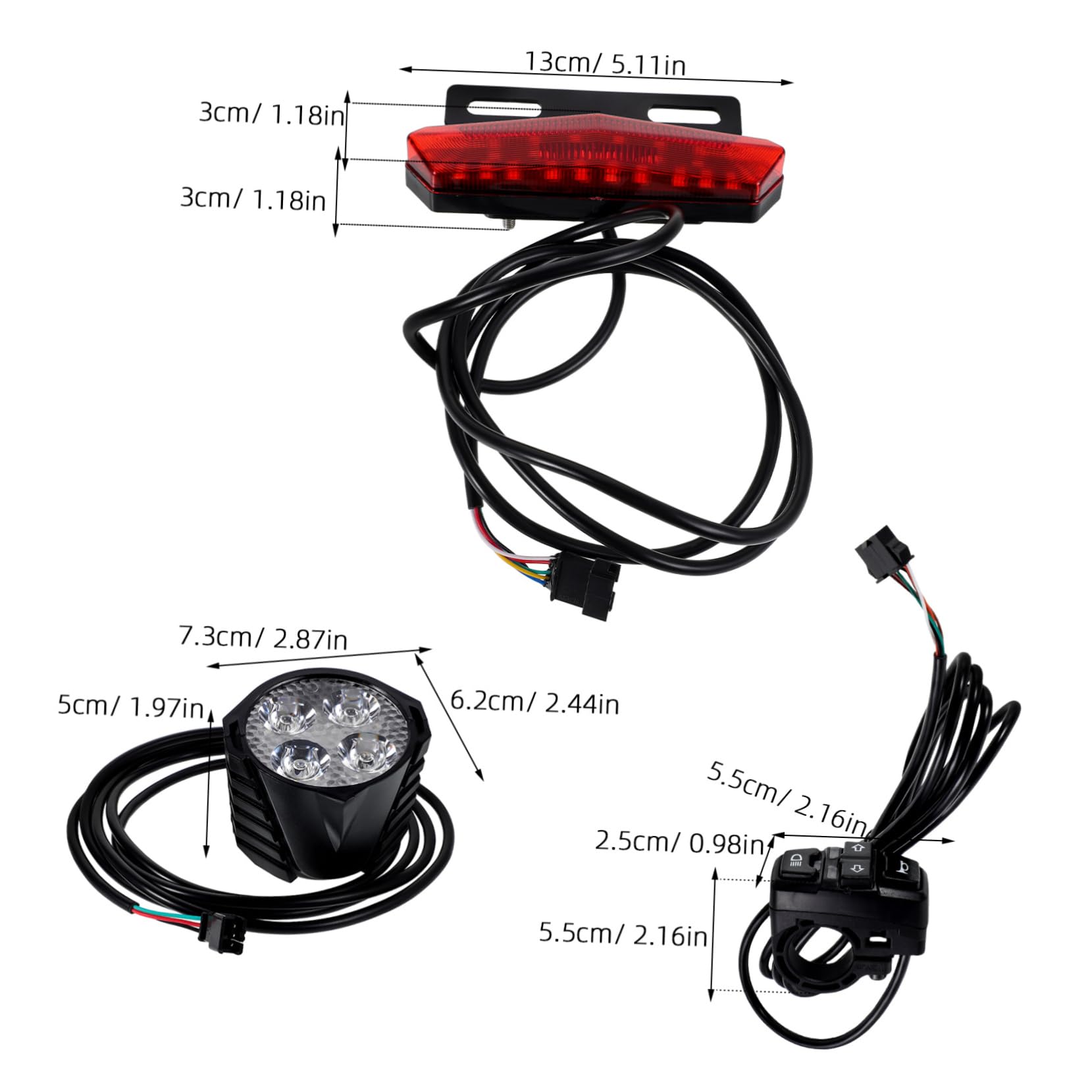 Alipis Kit de Feux Arrière LED pour Vélo Électrique avec Clignotants Bouton de Klaxon Lumières et Arrière Accessoires de Sécurité pour Trottinette Électrique et Vélos