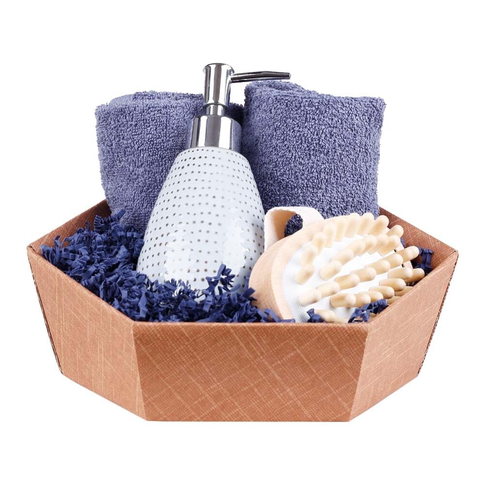 Geschenkkorb Seta 6-eckig Naturfarben klein 28 x 22 x 11 cm, 25 Stück