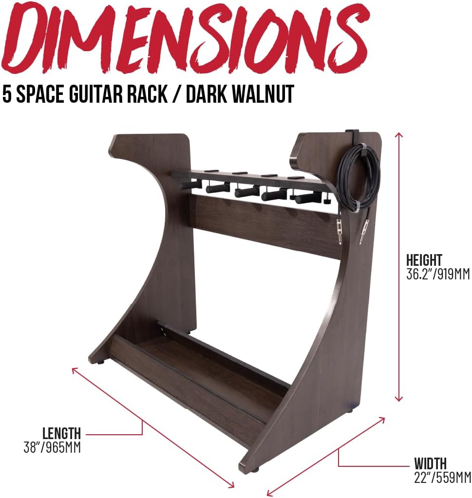 Gator Frameworks Elite Series 5 to 7-Space Guitar & Instrument Case Combo Rack, Dark Walnut Brown Finish (GFW-ELITEGTR5RK-BRN)