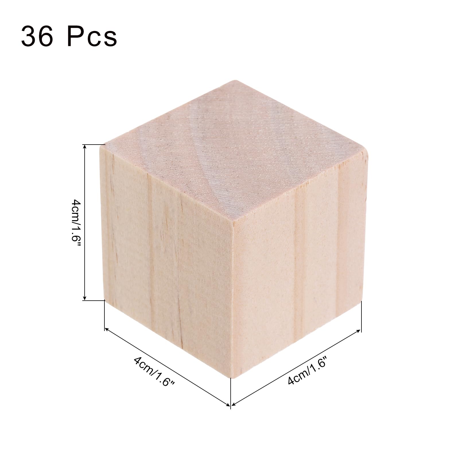 QUARKZMAN 36 sztuk drewnianych klocków, 3,5 x 1,6 x 3 cm, kwadratowe, nieobrobione drewniane kostki dla majsterkowiczów, dekoracja artystyczna, rzemiosło artystyczne, rzeźbienie, ręcznie rzeźbione