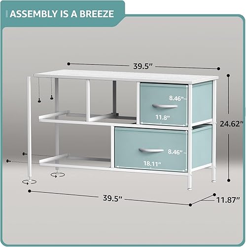 Miniatura 3 de Sorbus Cómoda para niños con 5 cajones, organizador de baúl de almacenamiento con marco de acero, parte superior de madera, cubos de tela fáciles de