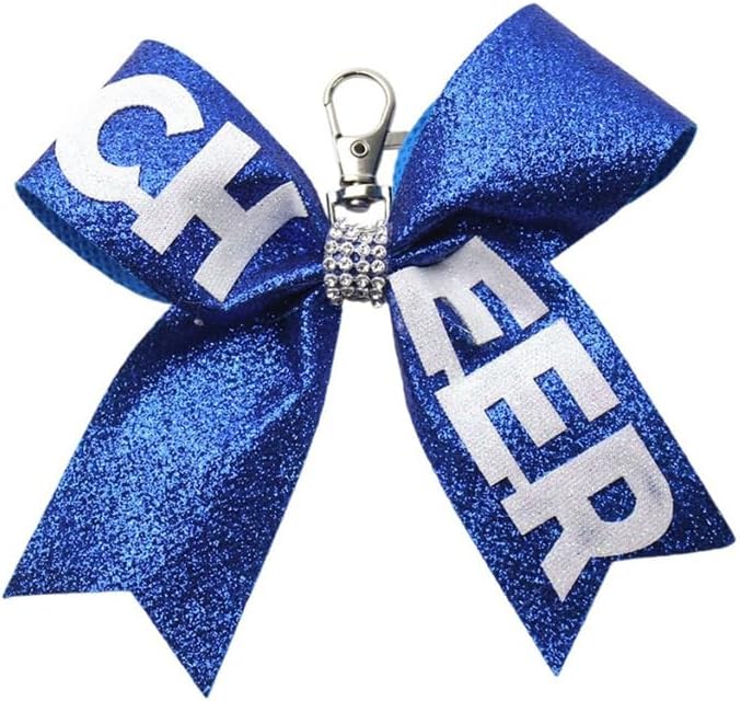Glitter Bowknot Cheer Keychain for Women Game Day Cheerleader Cute Bow Keyring Backpack Bag Decor image 4