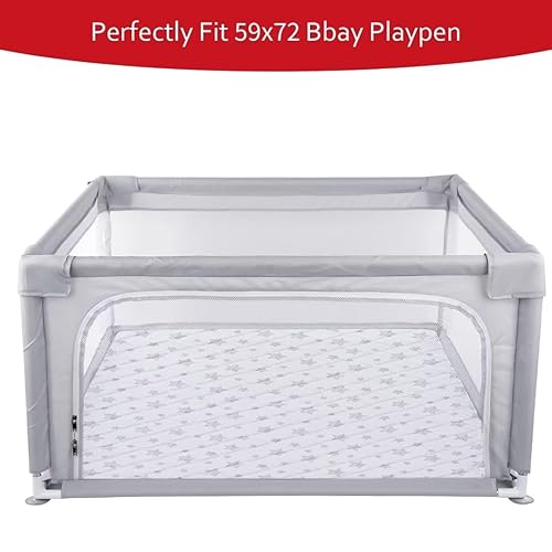 Miniatura 3 de Tapete de juego de espuma prémium de 72 x 59 pulgadas para corral, tapete de una sola pieza antideslizante acolchado para bebé, para jugar, 72 x 59