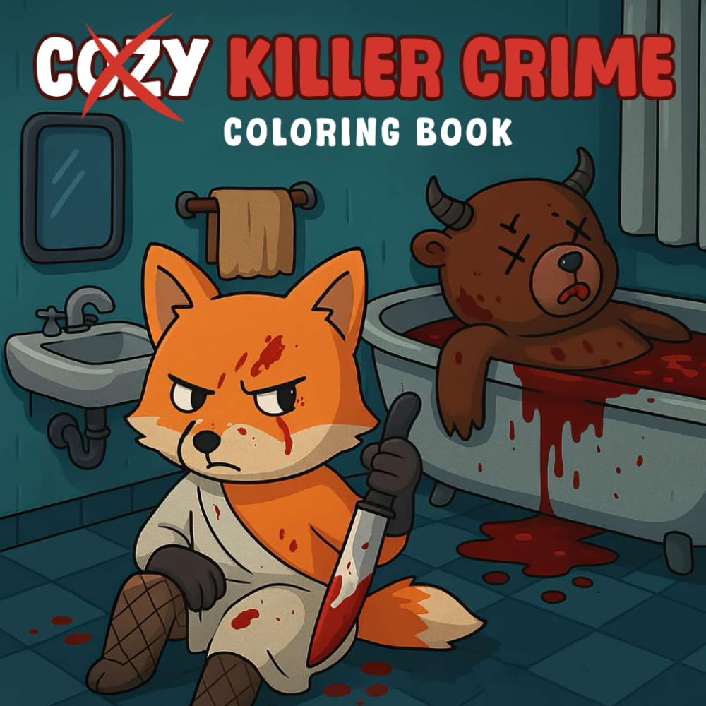 Cozy Killer Crime Coloring Book: Darkly Cute Animal Murders in Cozy Settings – A Funny Horror, Creepy, Halloween, Spooky Coloring Pages for Adults Relaxation