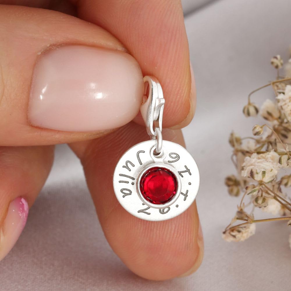 Charms Anhänger 925 Silber Gravur Charm personalisiert Geschenk Geburt Zusatzanhänger Name Namensgravur Bettelarmband Geburtsstein | HANDMADE IN GERMANY