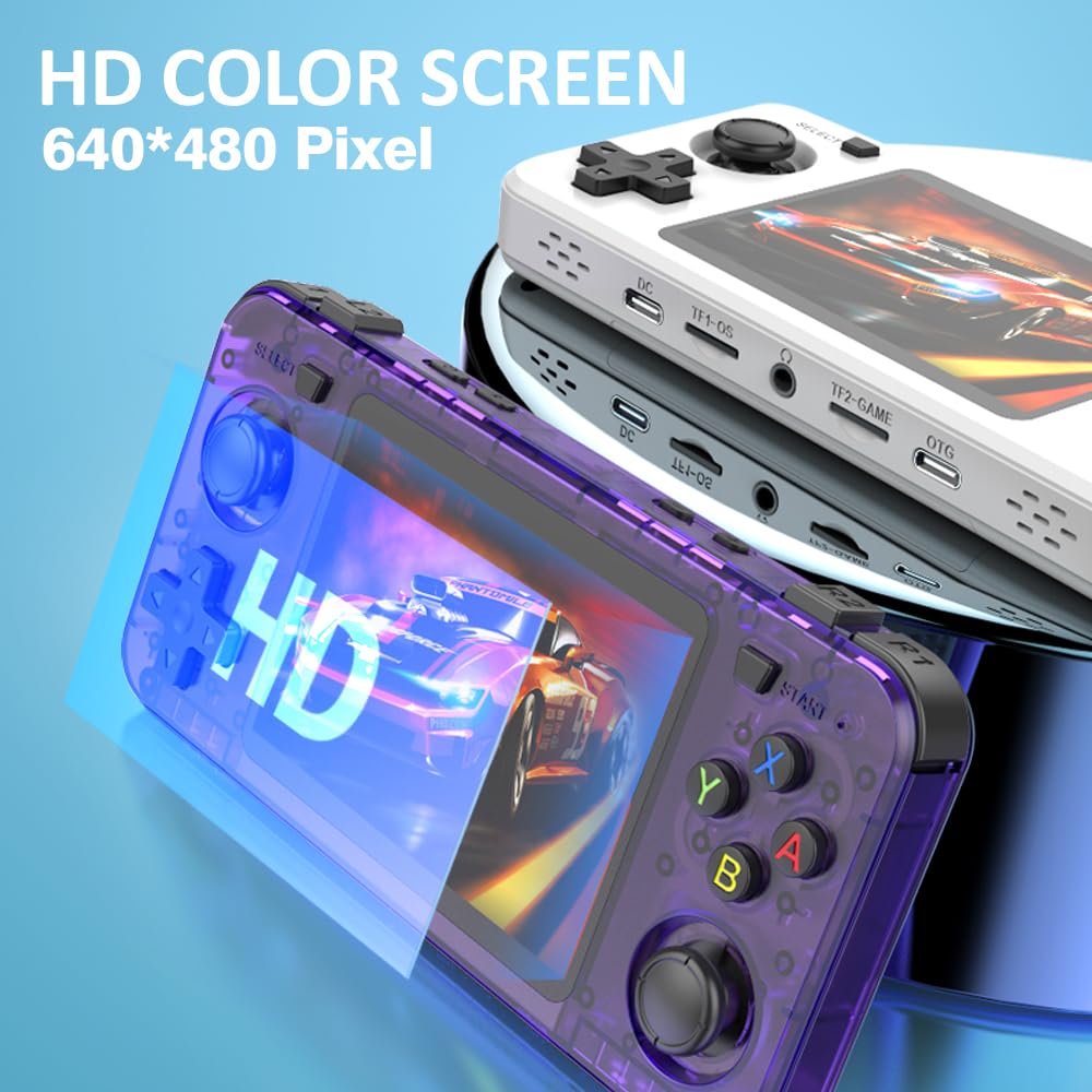 Nuova console da gioco R36H, console portatile per videogiochi con schermo IPS da 3,5", scheda integrata da 128 GB e 20.000 giochi, sistema Open Source Linux (Lila,64g)