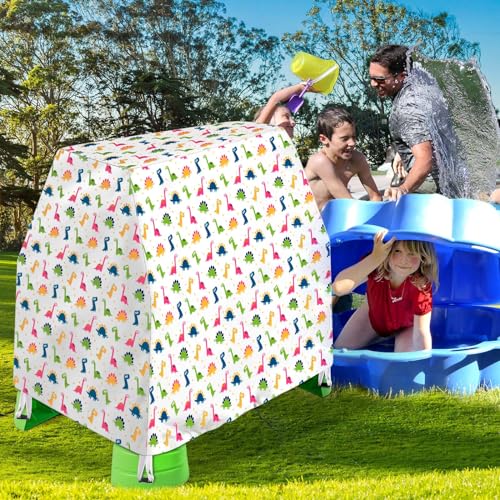 Water Table Cover for Step2 Rain Showers Splash Pond Water Table Dinosaur Pattern Outdoor Kids Sand and Water Table Toy Covers Waterproof Dust Proof Anti-UV with Storage Bag