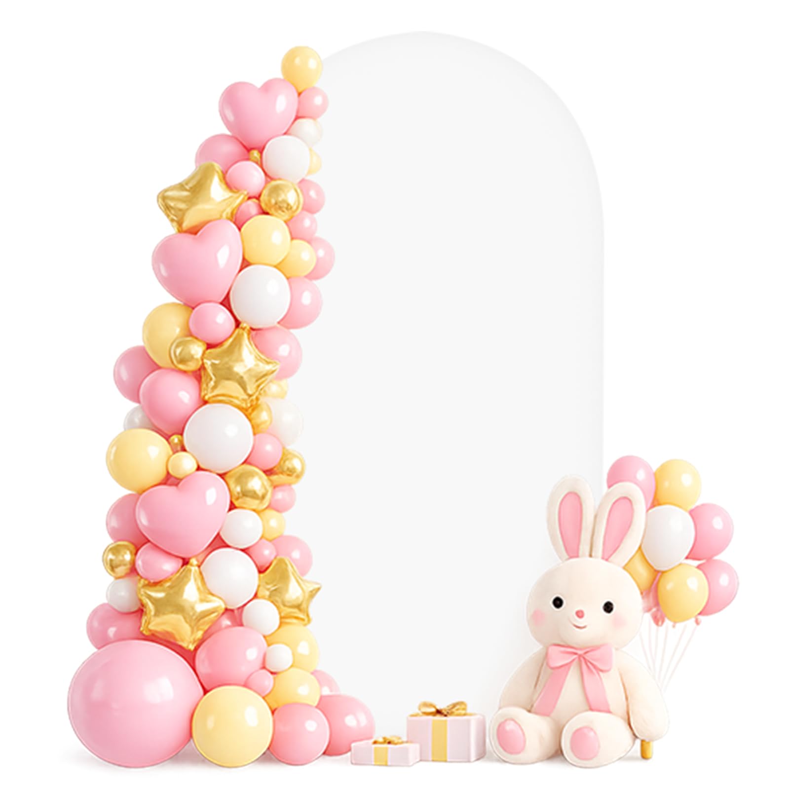 EMART Sfondo ad arco bianco, 1 x 2 m, copertura ad arco double face, adatto per matrimoni, compleanni, feste, studio fotografico, baby shower e decorazioni