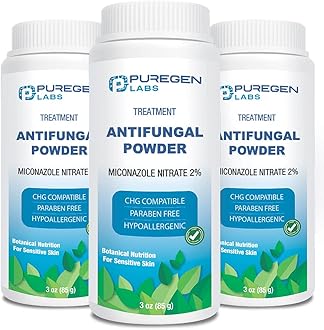 Puregen Labs Antifungal Powder with 2% Miconazole Nitrate for Common Fungal Infections Including Athlete’s Foot, Jock Itch and Ringworm, Talc Free, 3 oz (85g)