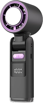 Belovedone Handheld Turbo Fan 5 Speed Adjustable Portable Mini High Speed Powerful Ice Cooling Fan 4000mAh Battery Operated USB Rechargeable Gift for Women Beach Outdoor Travel Working Dark Grey