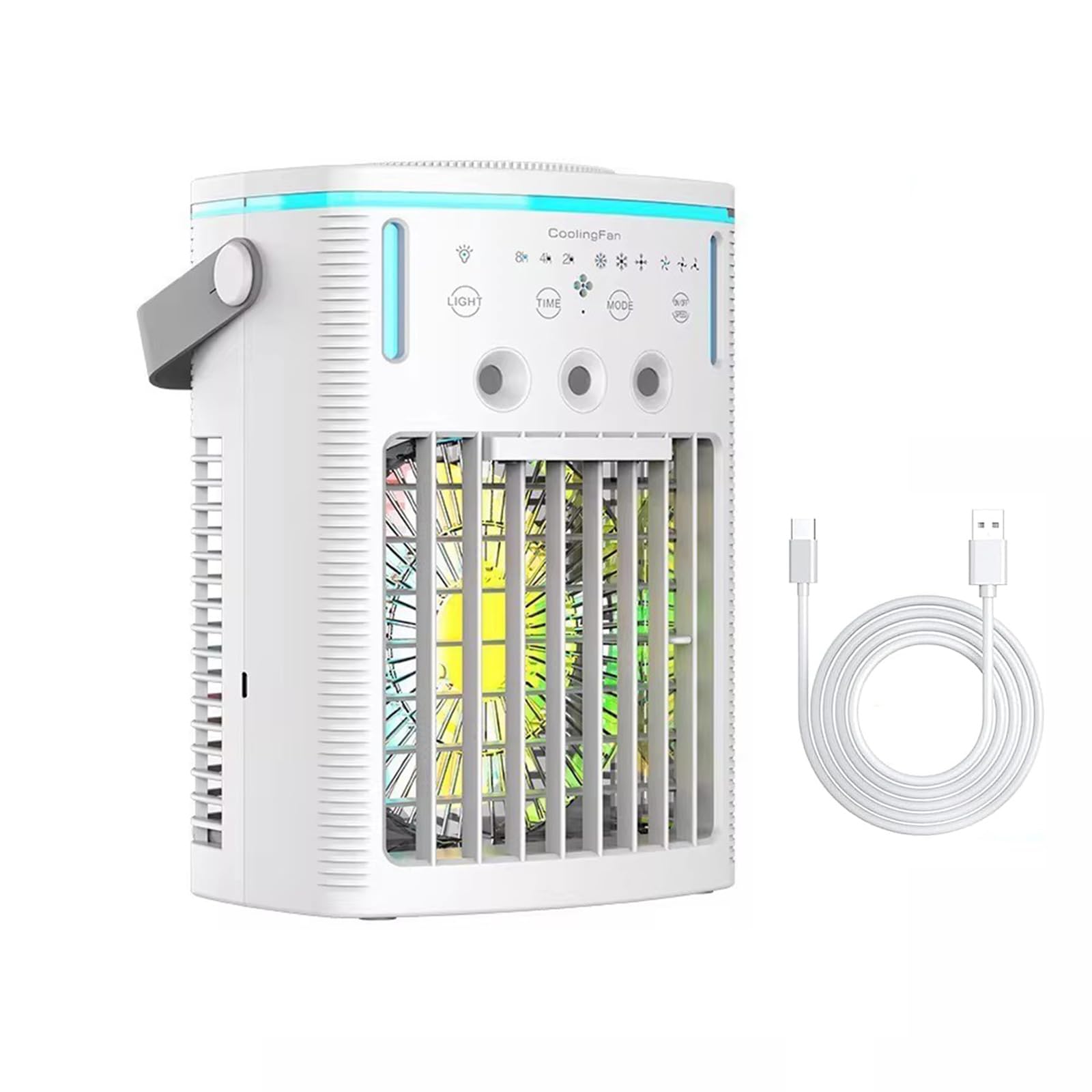 Scumlovy Portable Air Cooler, 3-in-1 Mini Conditioner With 4 Wind Speed & 7 Colour Lights 1000ml Water Tank&2-8H Timer, Personal Evaporative Fan for Home, Office, Bedroom.