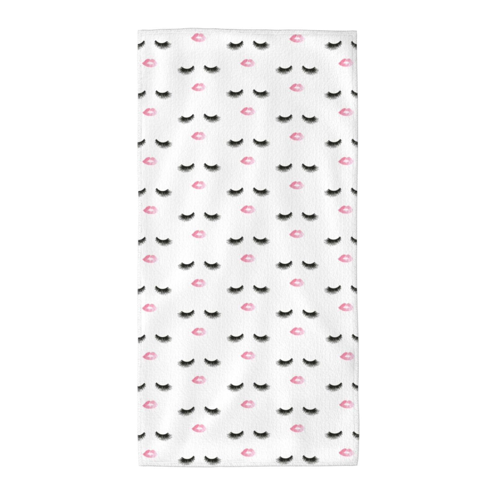WYCZHY Eyelash Lip White Printed Quick Dry Beach Towel For Camping Travel Vacation
