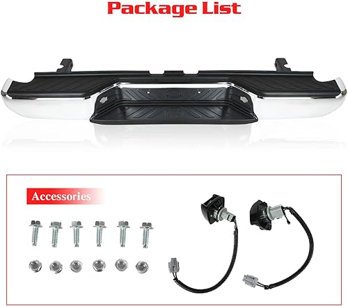 Miniatura 3 de KKoneAuto Parachoques trasero compatible con camionetas Frontier 2005-2019, montaje de parachoques trasero sin agujeros para sensor, asistencia de