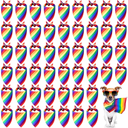 Silkfly 50 Pieces Rainbow Dog Bandanas Bulk Pride Dog Bandanas Scarf Accessories for Small Medium Large Pet Costume Accessories Decoration(25.6 X 17.7 X 17.7)