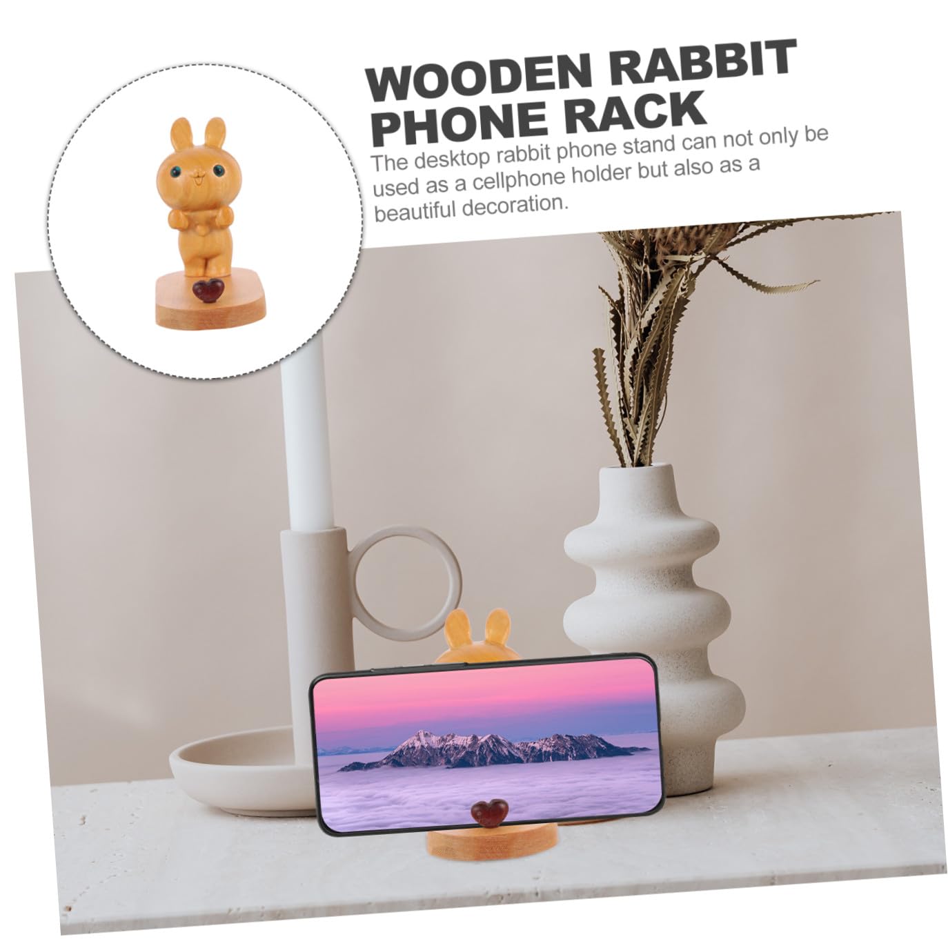 Gadpiparty 3pièces Support Téléphone Bois Forme De Lapin Multifonctionnel pour Bureau Accessoire De Décoration Pratique pour Mobile Dimensions