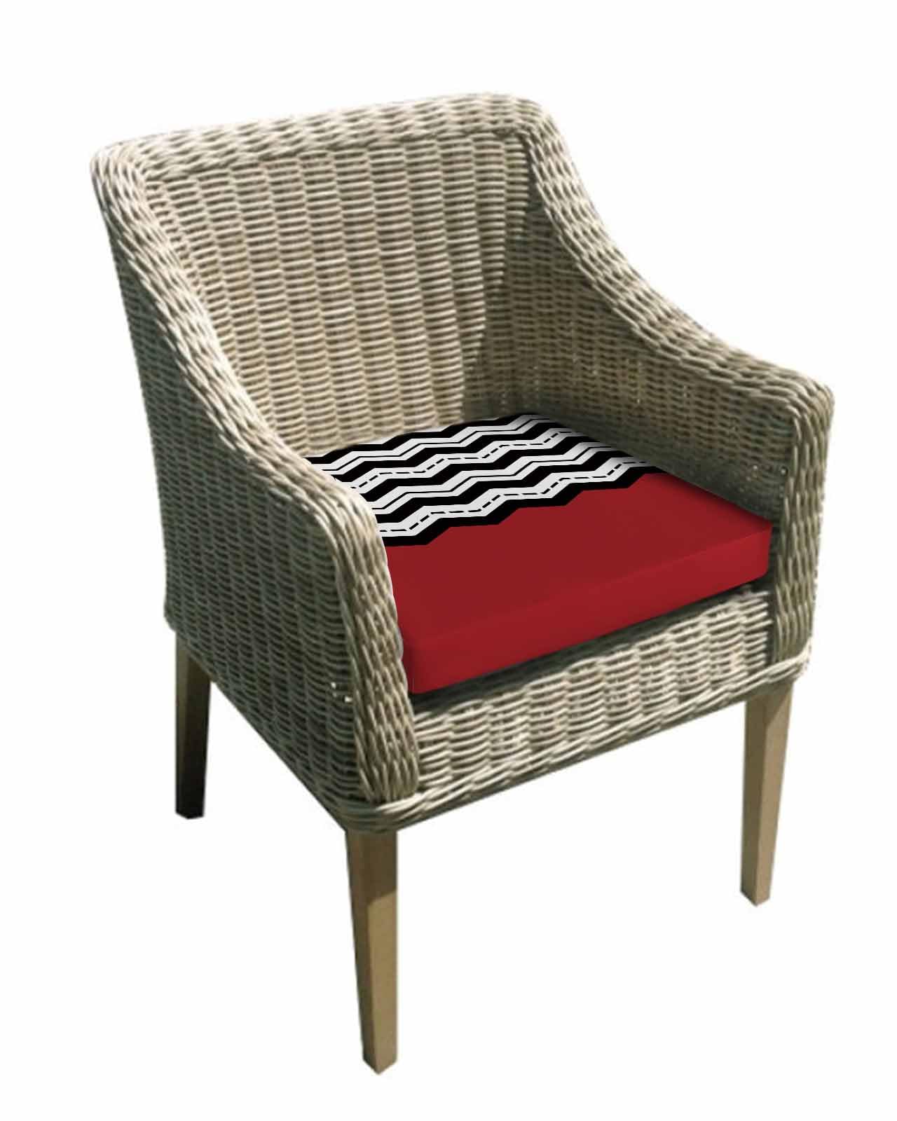 Hokiten Black White Chevron Outdoor Cushion Chair Cover Set of 4 - Waterproof Couch Seat Covers, Geometric Red Sea Wavy Striped Patio Furniture Protector Cushions Slipcovers for Sofa/RV, 22