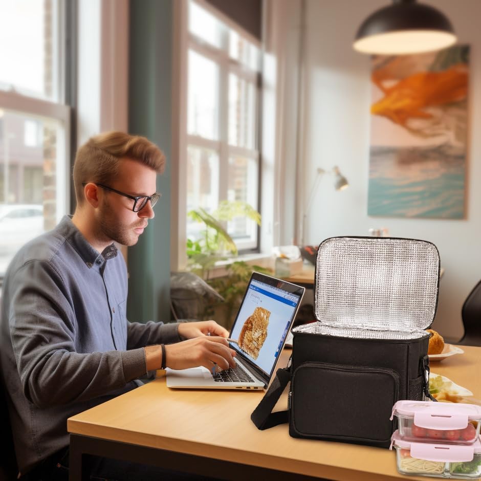 Miniatura 6 de Afwerirc Lonchera térmica reutilizable de 7.5L para mujeres y hombres, bolsas de mano, enfriador de hielo para pícnic para adultos, correa de hombro