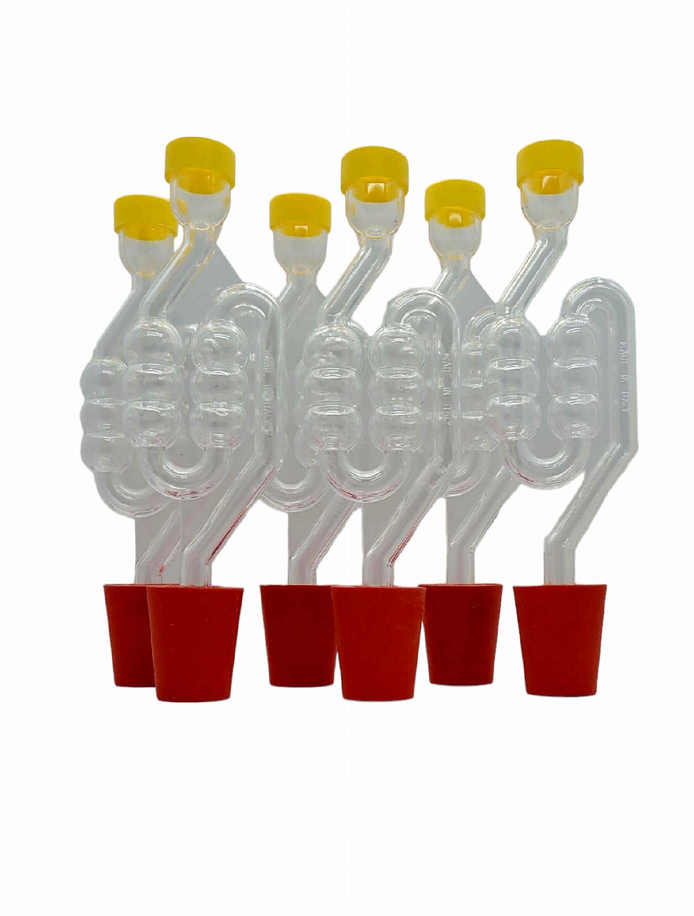 Fermentation Airlock and Bored Bung Cork Stopper for Glass Demijohn Beer Wine Making (6 x Airlocks [6-Bubble Chambers] + Bungs)