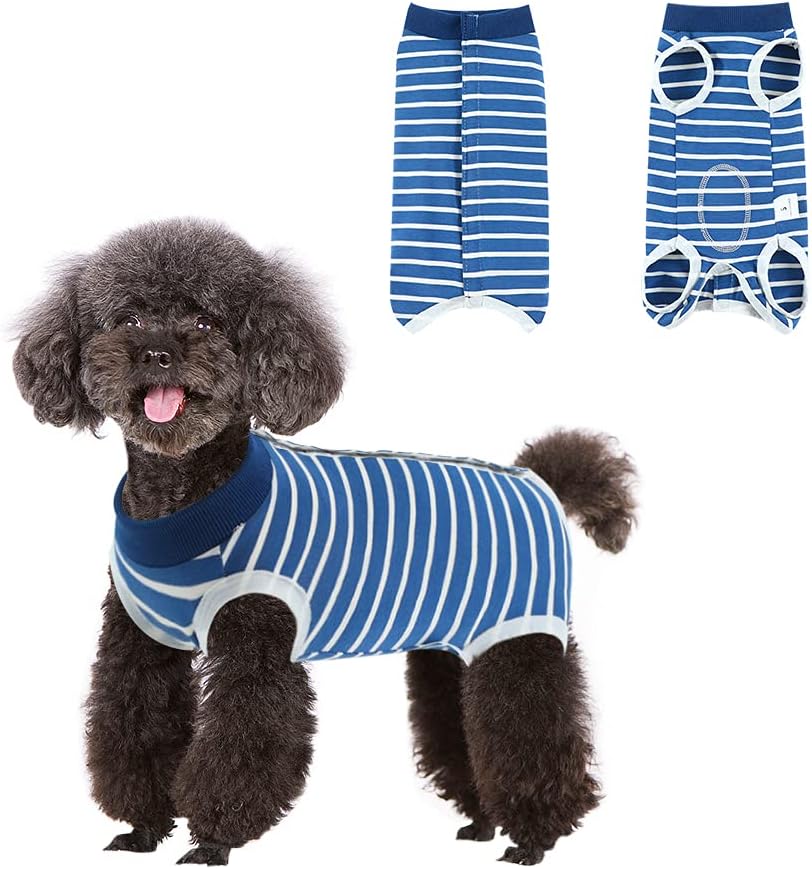 Dog Recovery Suit for Dogs Cats After Spay Neuter Surgery, Dog Surgical Recovery Suit for Female Male Small Medium Large Dogs Cone E Collar Alternative Blue Stripe XL
