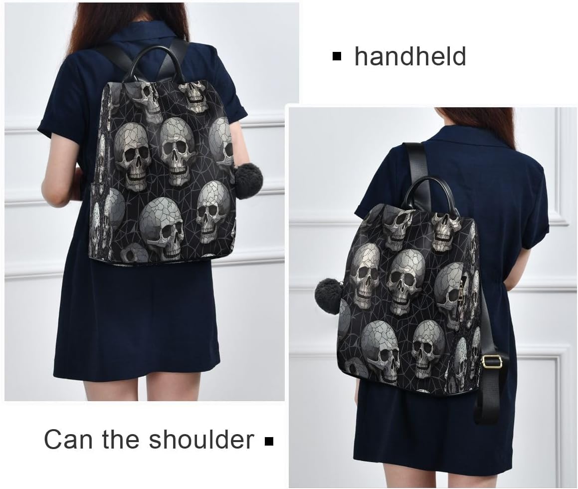 Skull Women Backpack Purse Anti-theft Casual Shoulder Bag Fashion Ladies Bags - Image 7