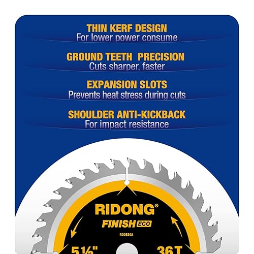 Miniatura 8 de Hoja de sierra circular de 7-14 pulgadas y 24 dientes con acabado ATB de eje de 58 pulgadas para corte de madera (paquete de 5)