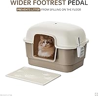 Vista 6 de Caja de arena para gatos con alfombrilla de arena y cuchara, cajas de arena cerradas de pared alta para gatos antifugas, caja de arena cubierta