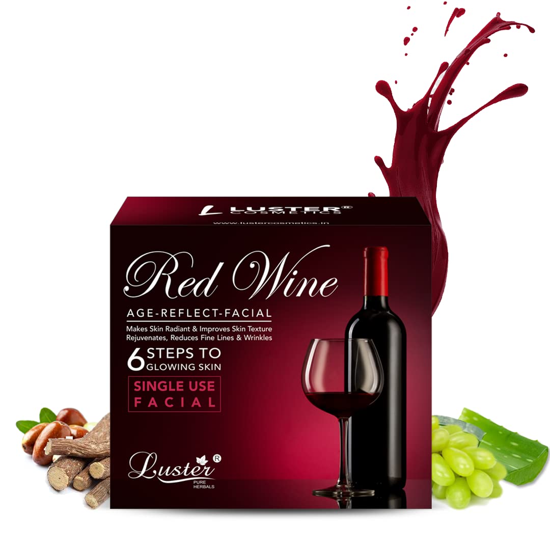 Luster Red Wine Age Reflect Facial Kit 6 Step Facial Kit Single Use