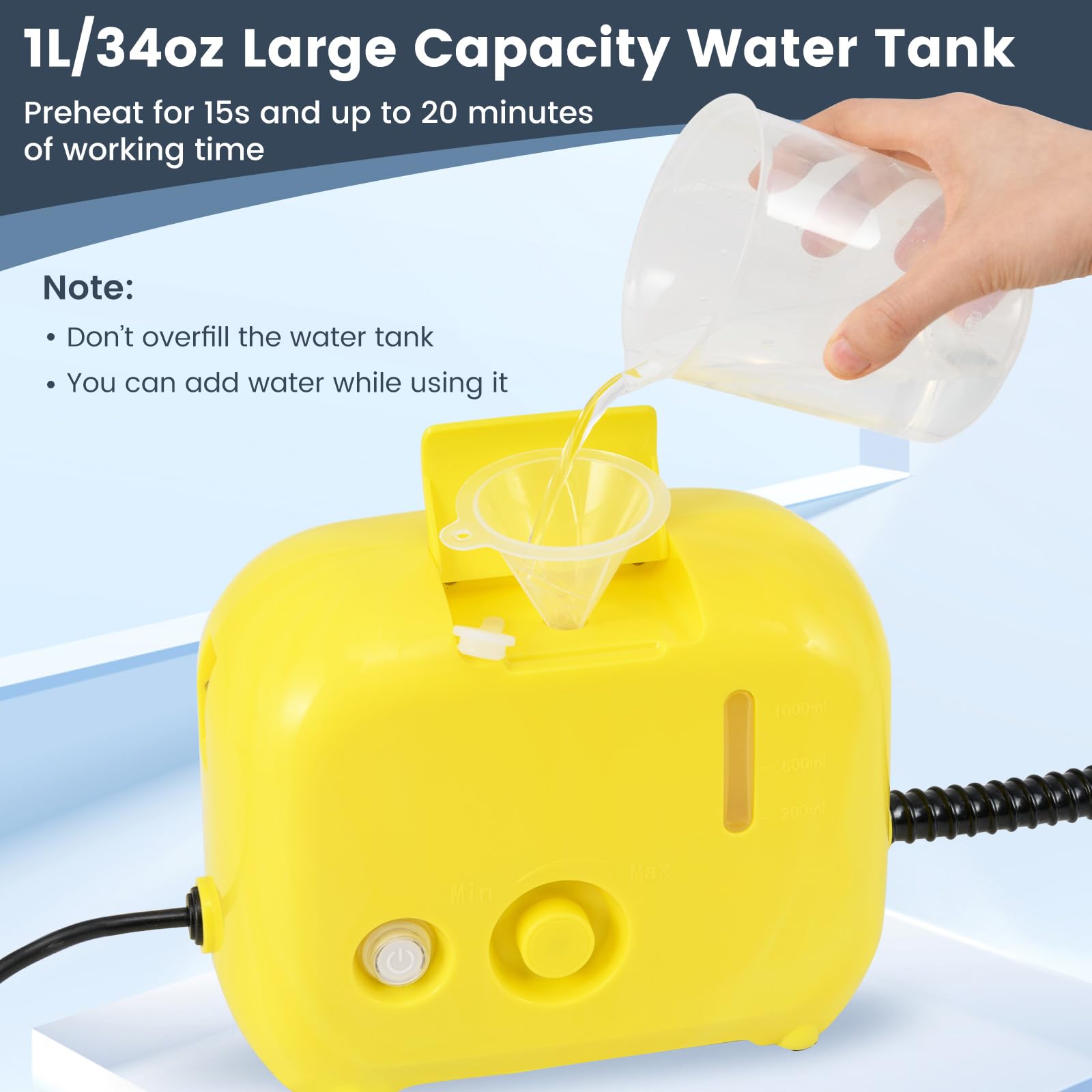 COSTWAY Nettoyeur Vapeur Portatif 1600W avec 11 Accessoires, Balai Vapeur Durée d'Utilisation Illimitée Réservoir d'Eau 1L, Nettoyant Vapeur Chauffage en 10 s pour Sol Canapé Tapis Rideaux (Jaune)