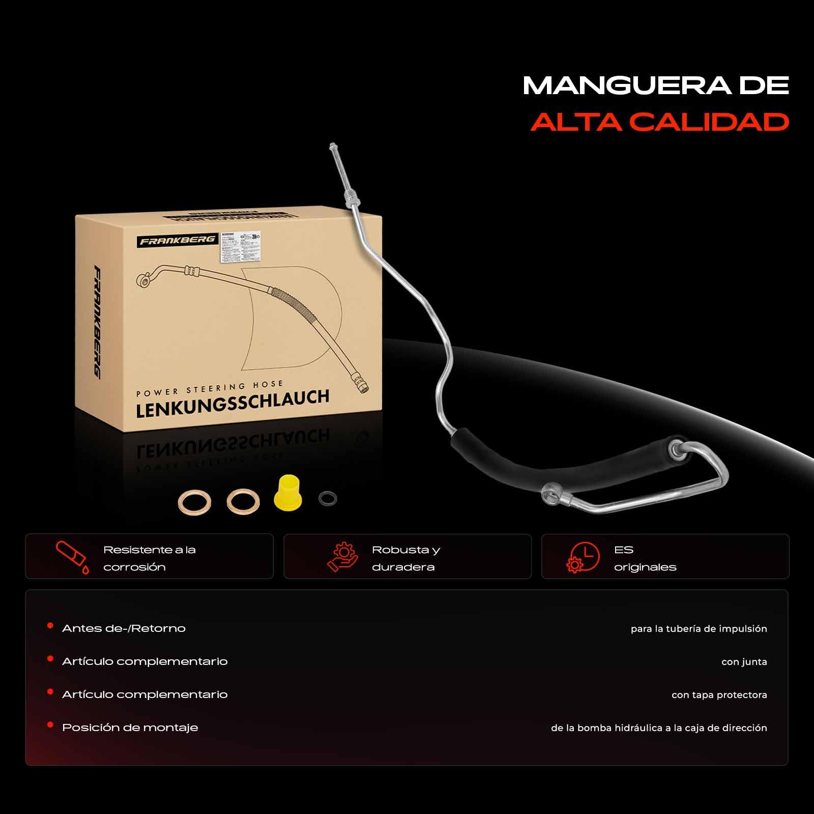 Frankberg Manguera de dirección asistida Compatible con Fabia II 542 Polo 9A 9N Fabia II Combi 545 Ibiza III 6L1 Fox Compacto 5Z1 5Z3 5Z4 Replace# 6Q1423893Q