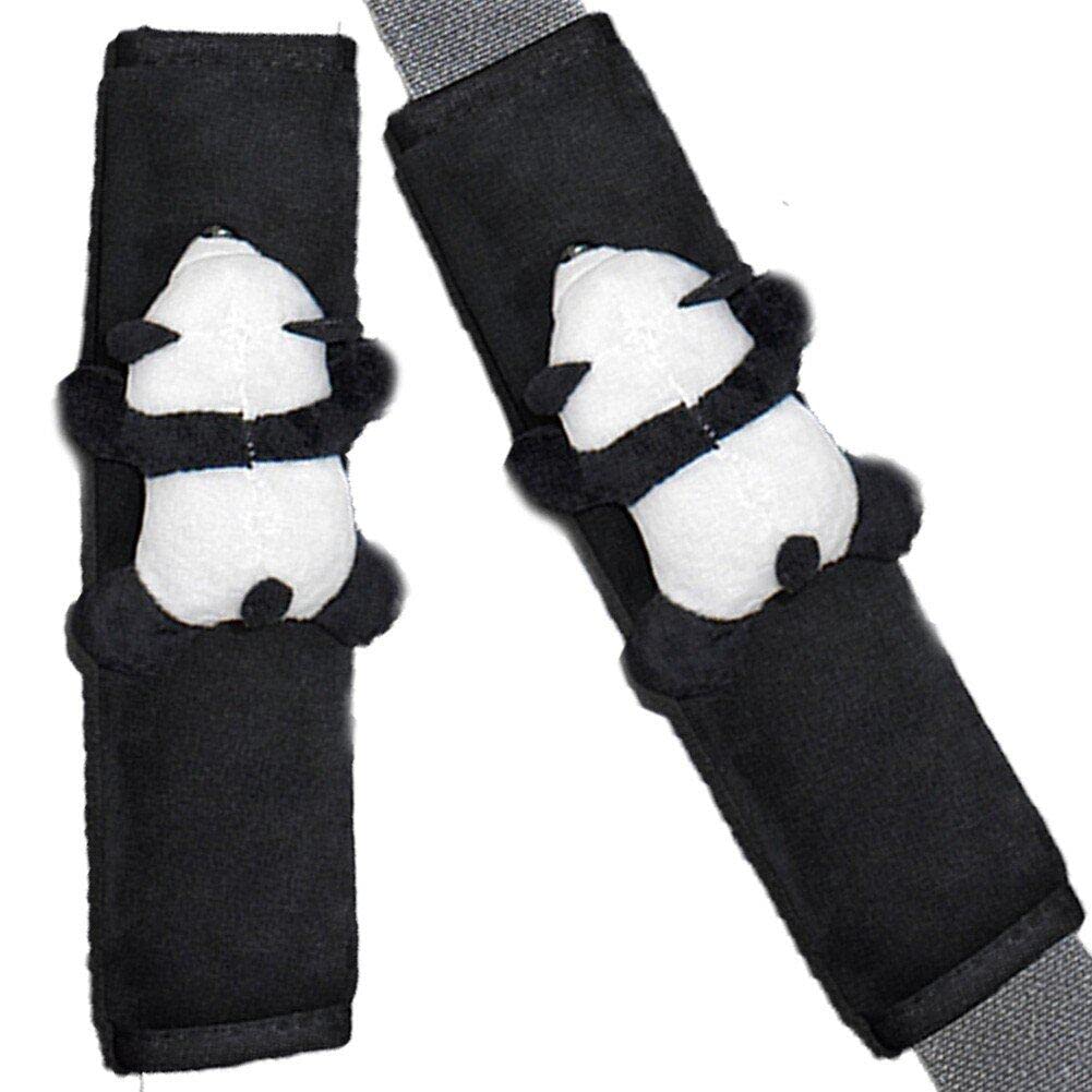 Dinntty Black Car Seat Belt Pad 2Pcs Cute Panda Car Seat Belt Shoulder Protector Universal Comfort Seatbelt Pad Vehicle Accessories