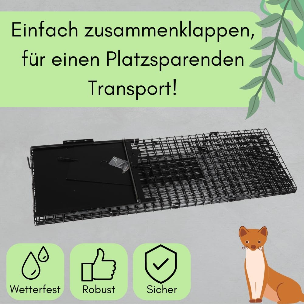 2er Set Fuchsfalle Einzeltür Lebendfalle Marder Waschbärfalle Eichhörnchenfalle Drahtfalle Tierfalle Hasenfalle Wetterfest 80